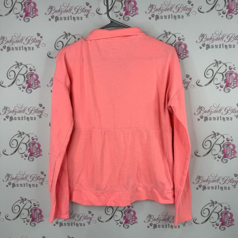 SO Coral Women's Sweatshirt pullover neon sweater long sleeves coral pink orange - Picture 2 of 8